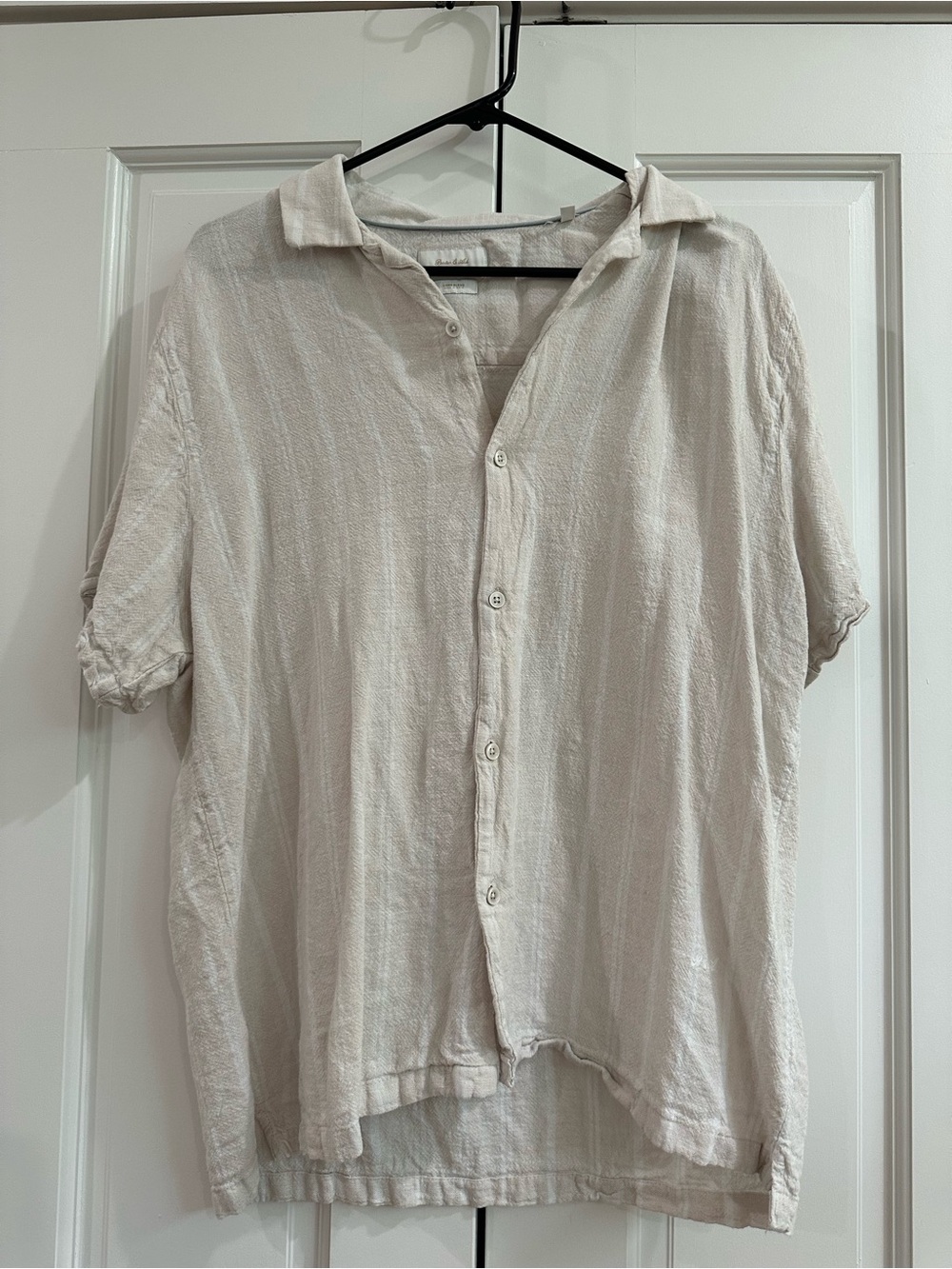 Porter & ash Men's xl beige Linen-Blend Short Sleeve Button-Up Shirt